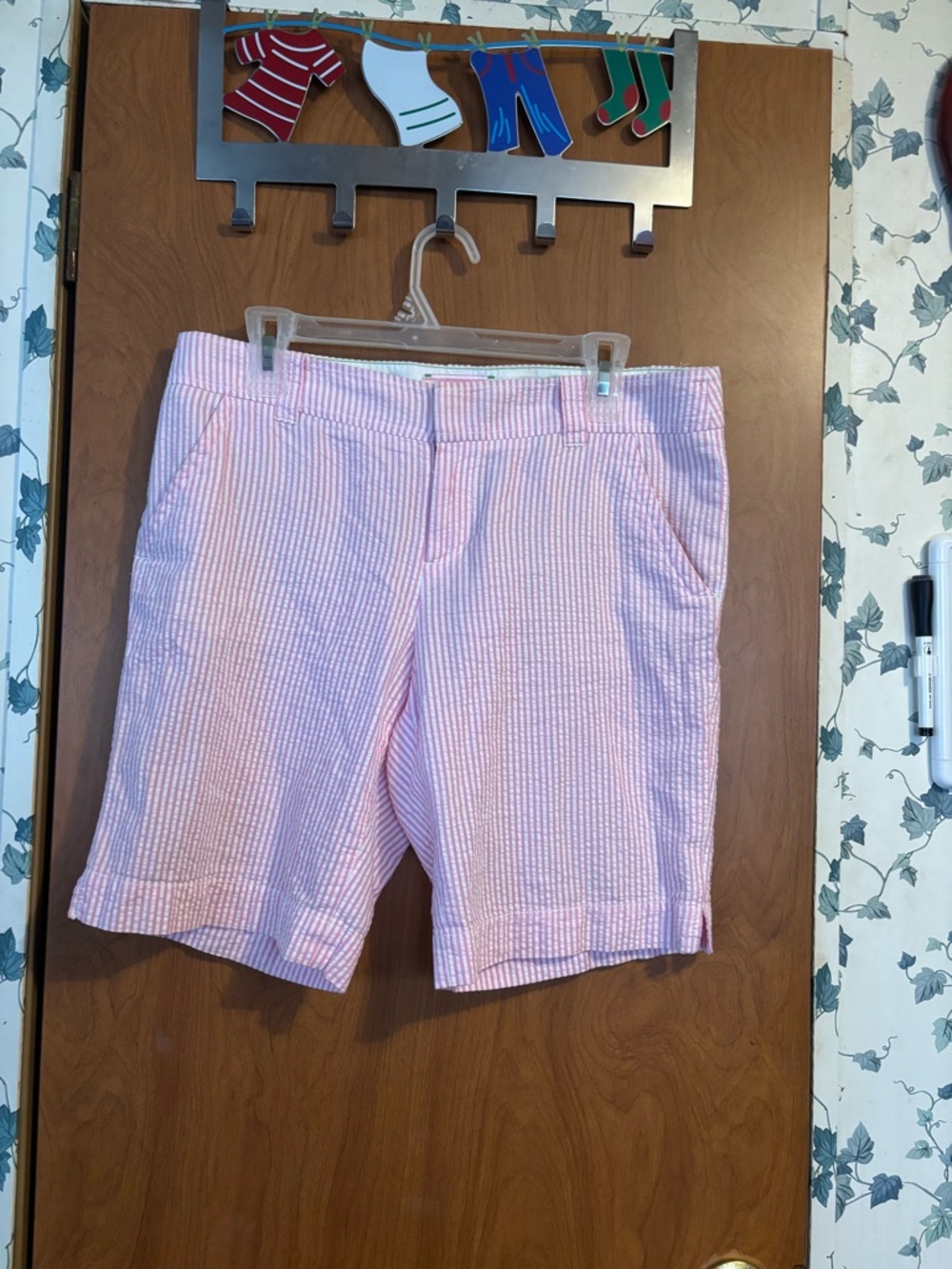 C-Lilly Pulitzer Pink Seersucker Bermuda Shorts